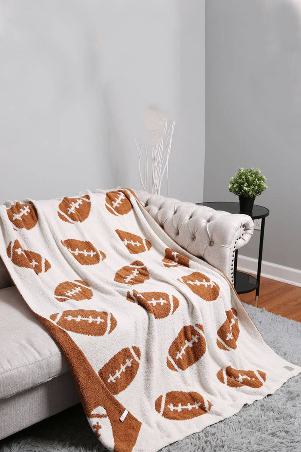 Chestnut Black Fleece Football Blanket