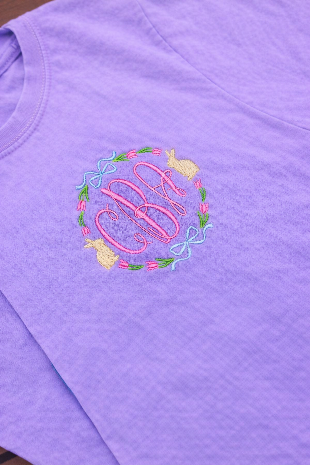 Custom Easter Bow Monogram Embroidery | CC Tee, Long Sleeve or Sweatshirt