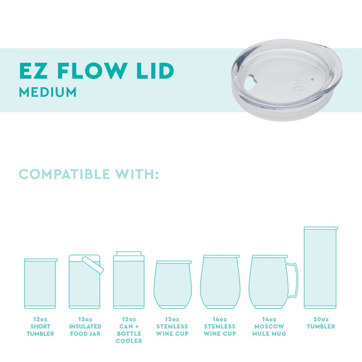Swig Clear EZ Flow Lid - Medium 3"