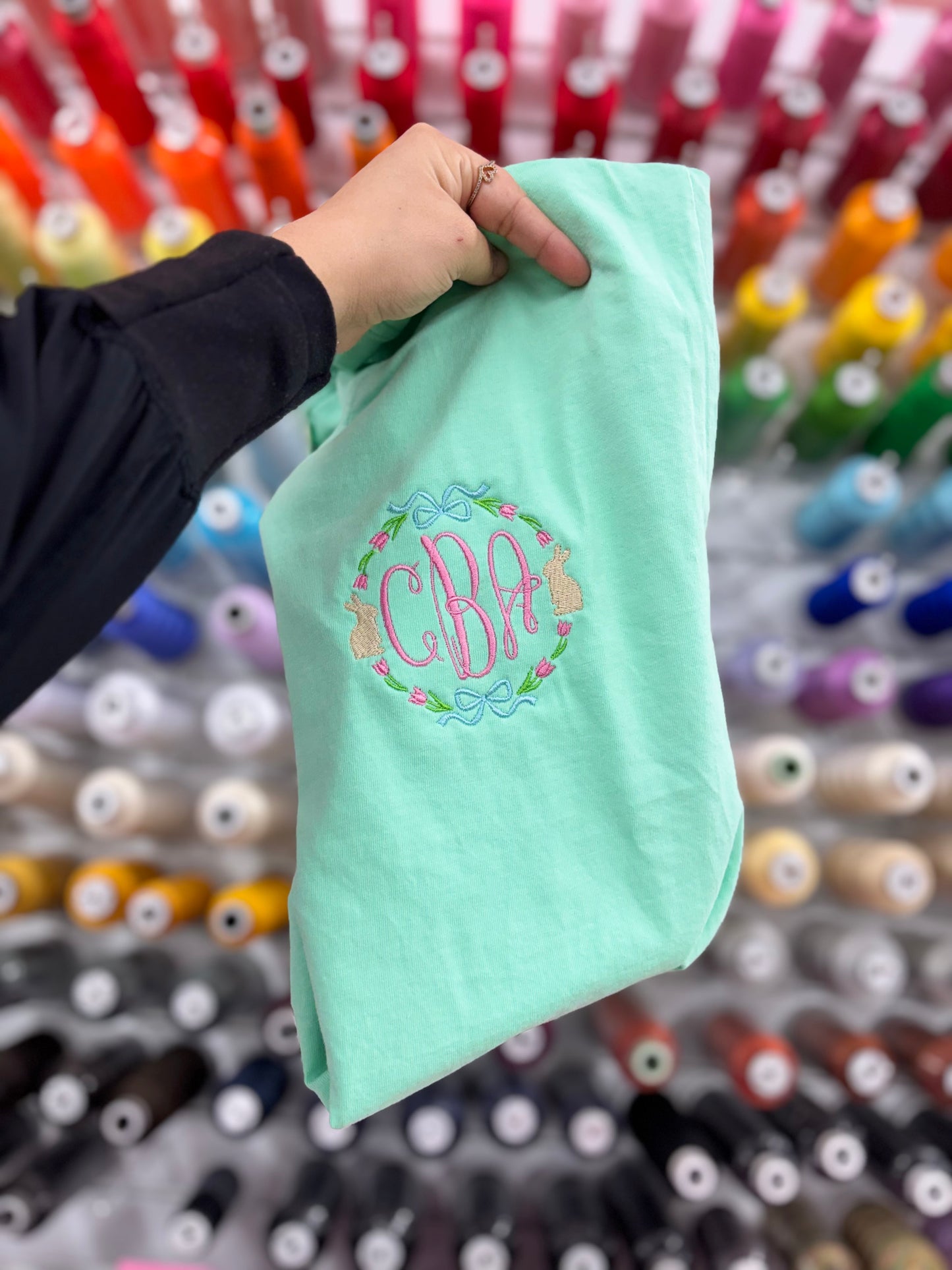 Custom Easter Bow Monogram Embroidery | CC Tee, Long Sleeve or Sweatshirt
