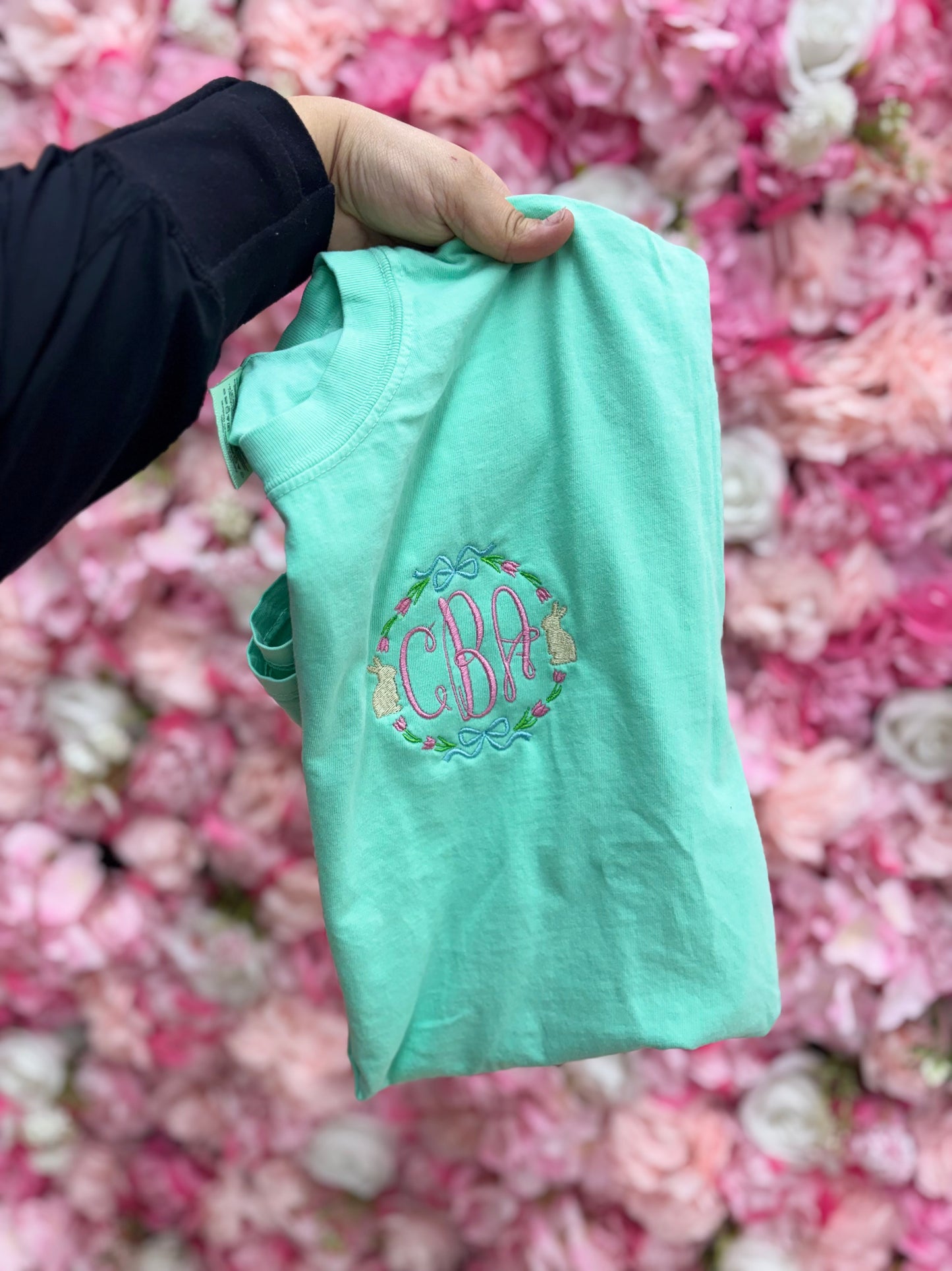 Custom Easter Bow Monogram Embroidery | CC Tee, Long Sleeve or Sweatshirt