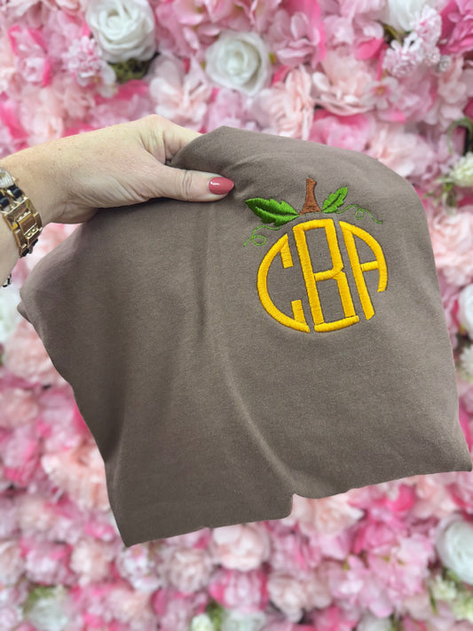 Embroidery Monogram Pumpkin Espresso
