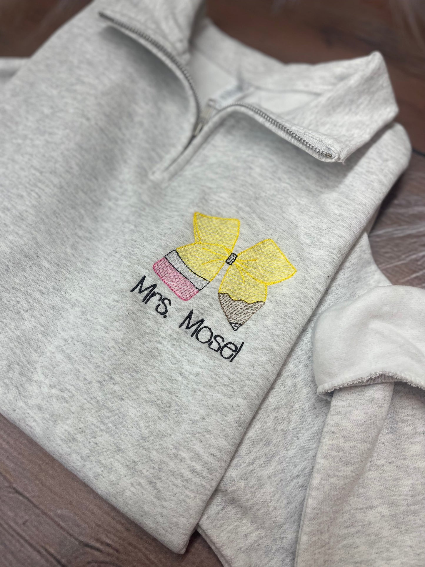 Personlized Pencil Quarterzip – Ash Grey