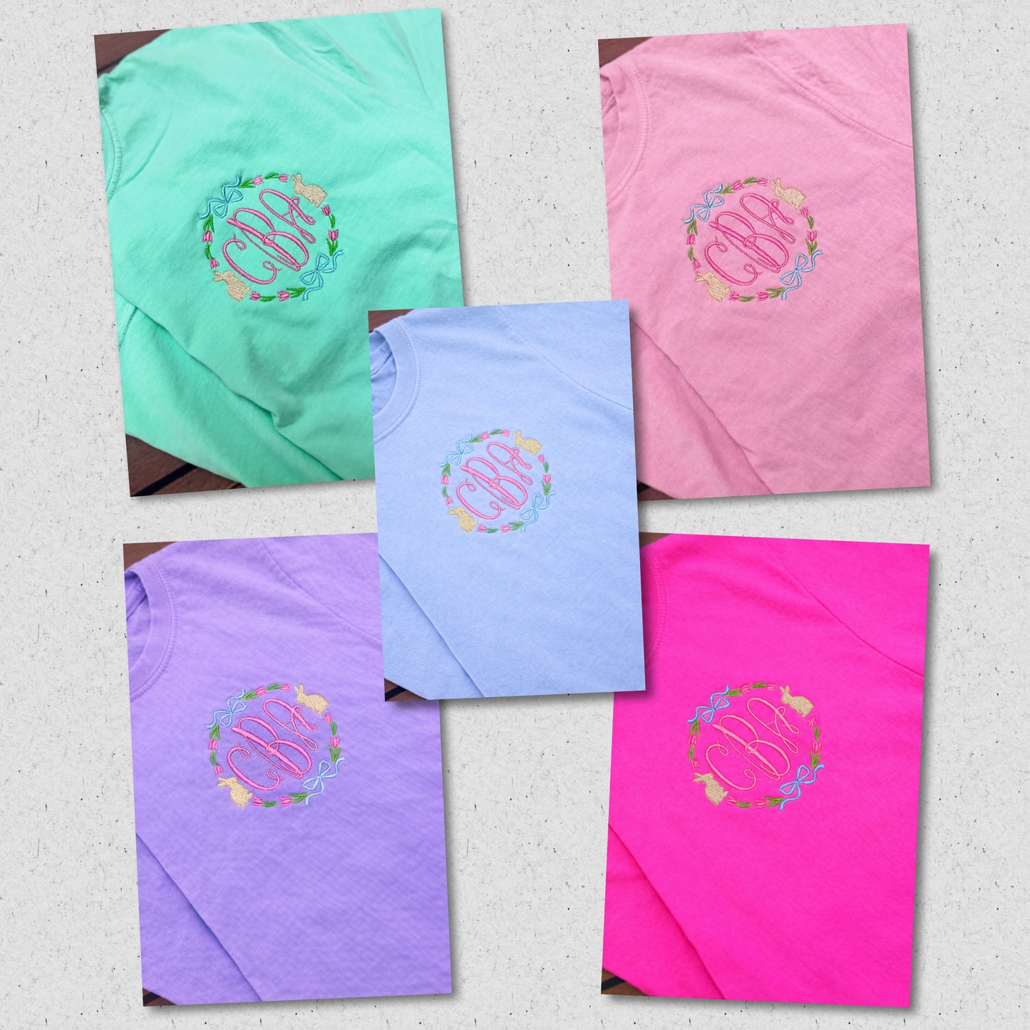 Custom Easter Bow Monogram Embroidery | CC Tee, Long Sleeve or Sweatshirt