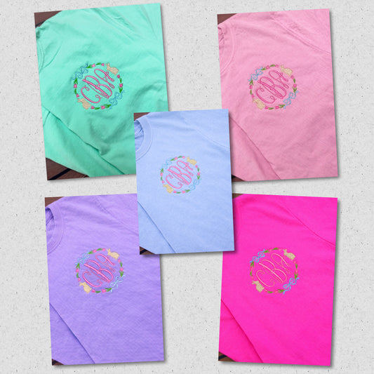 Custom Easter Bow Monogram Embroidery | CC Tee, Long Sleeve or Sweatshirt