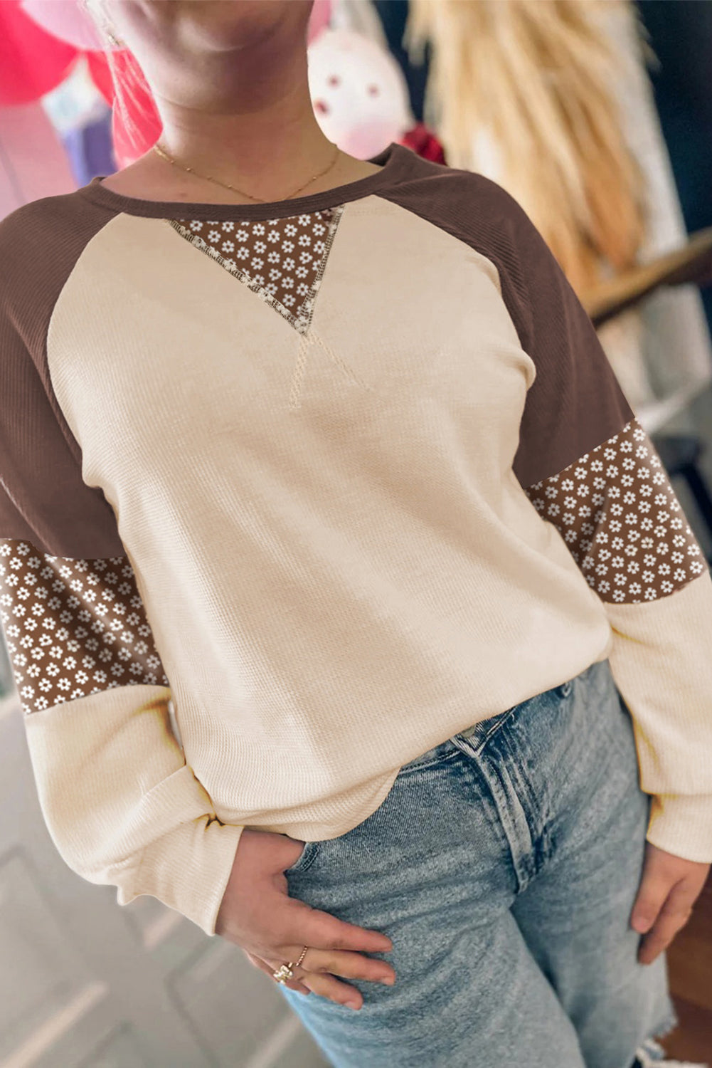 Daisy Patchwork Raglan Pullover