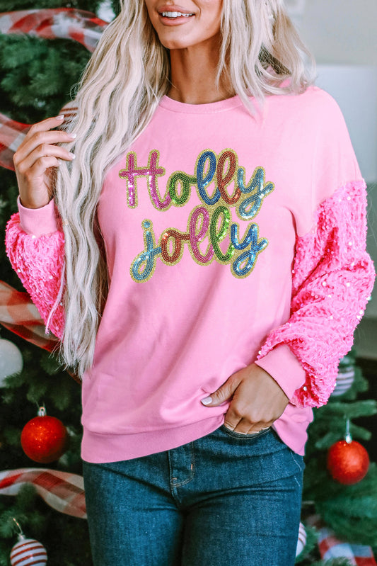 Jolly Sparkle Sequin Sleeve Sweatshirt