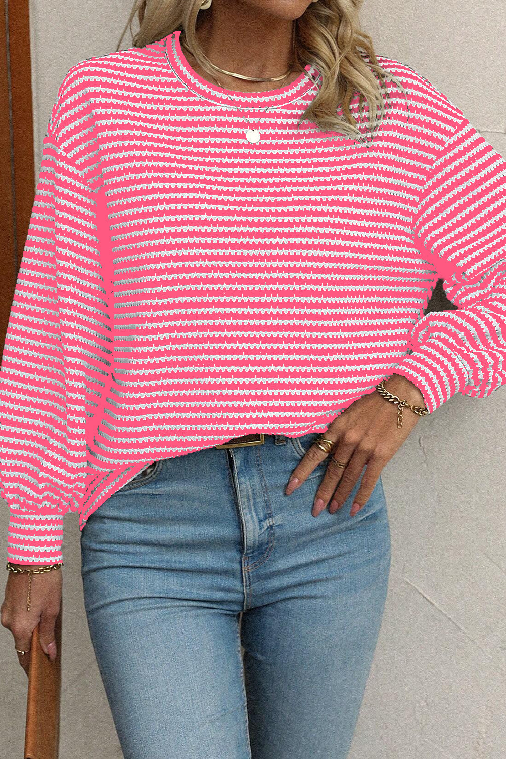 Rose Round Neck Long Sleeve Top