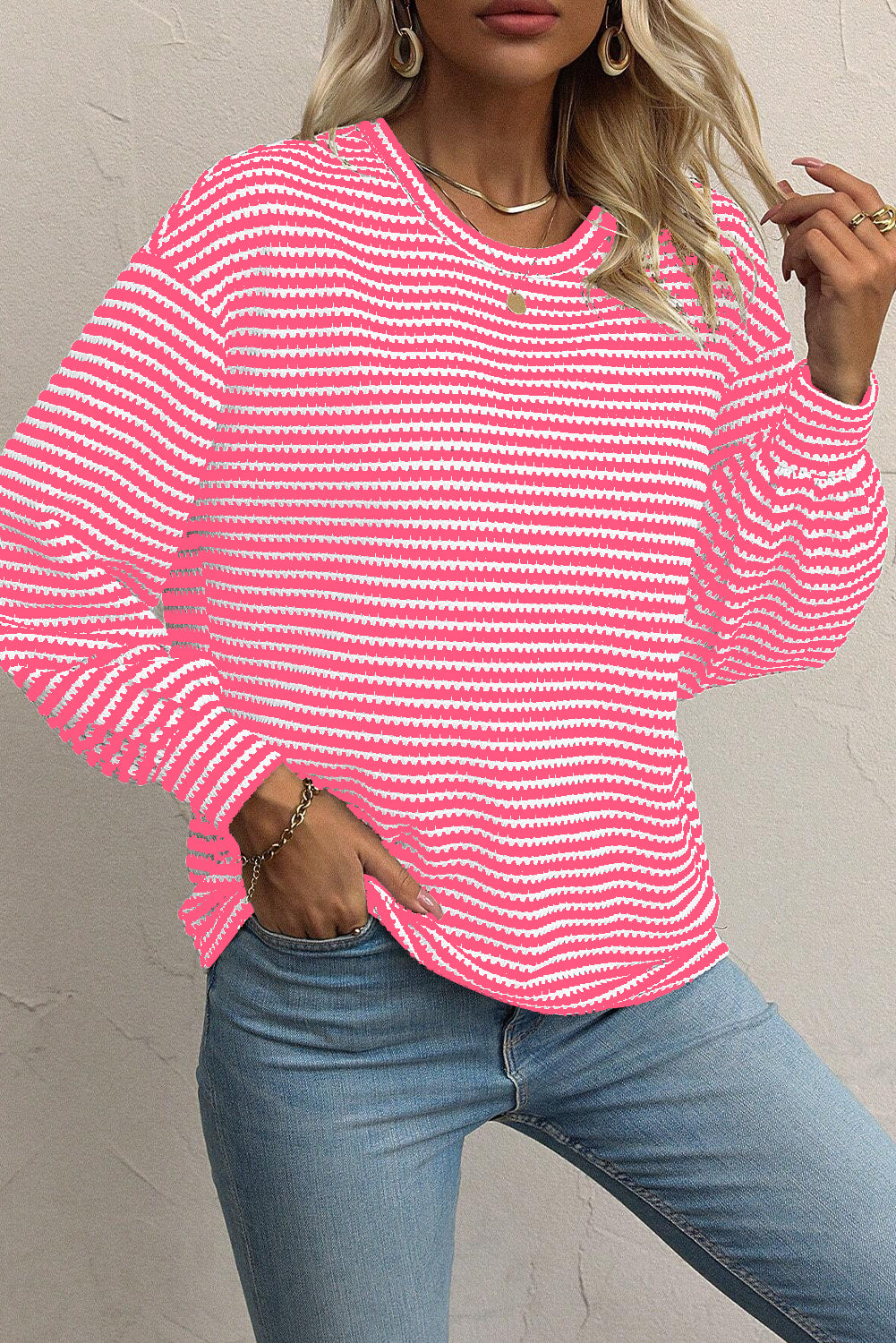 Rose Round Neck Long Sleeve Top