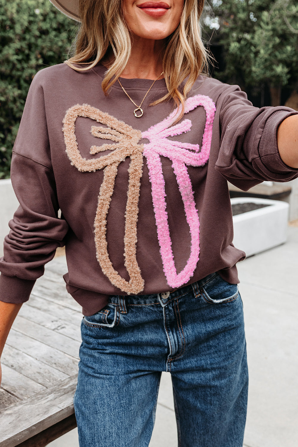Bow & Beyond Contrast Terry Sweatshirt