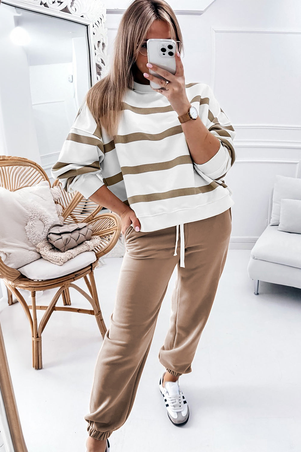 Parisian Ease Striped Pullover & Jogger Set
