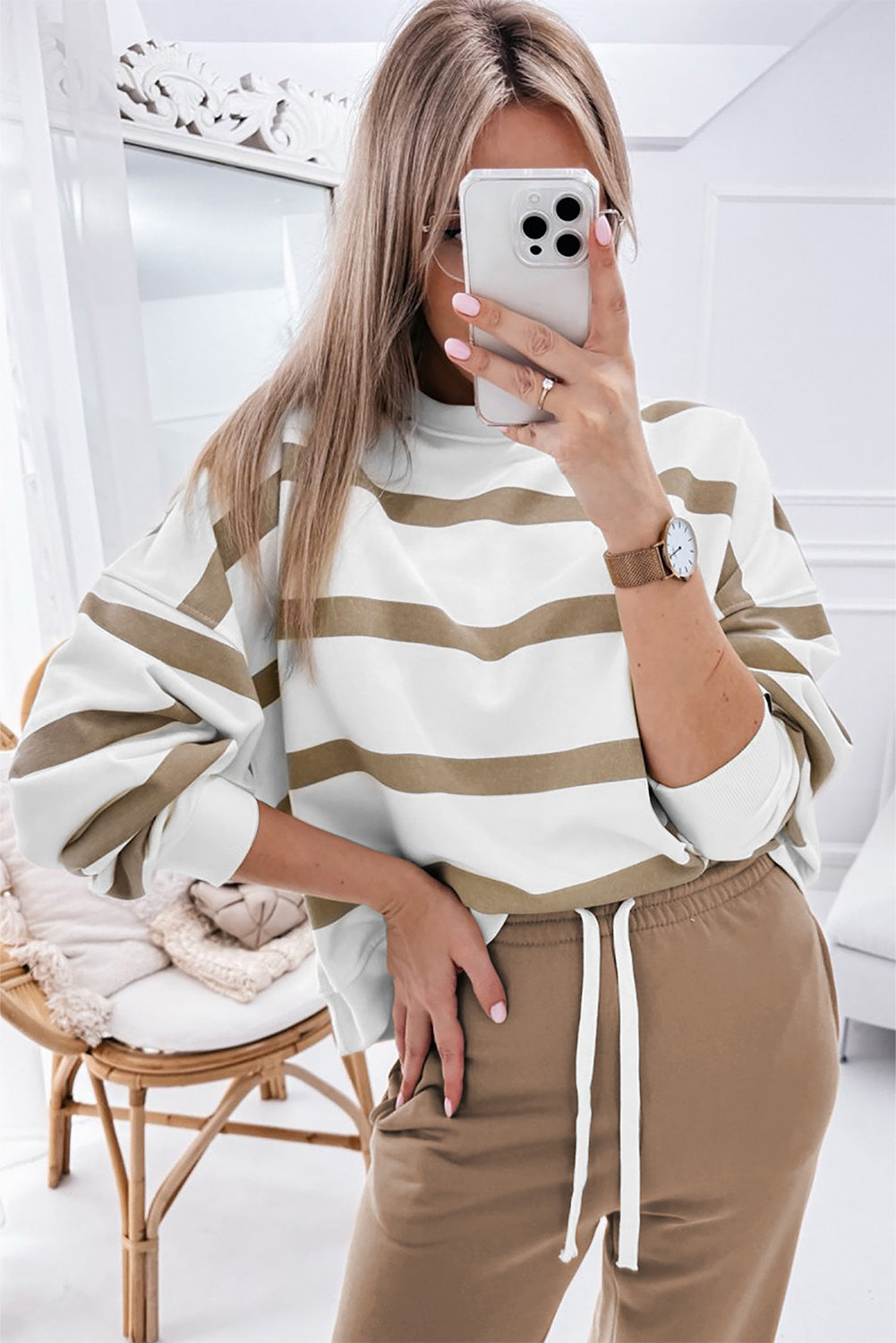Parisian Ease Striped Pullover & Jogger Set