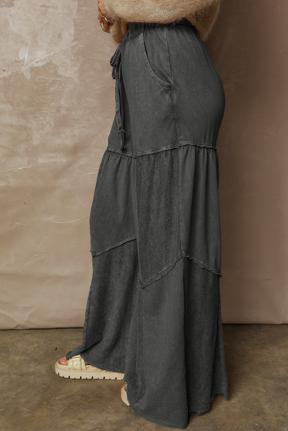 Retro Edge Mineral Wash Patchwork Pants