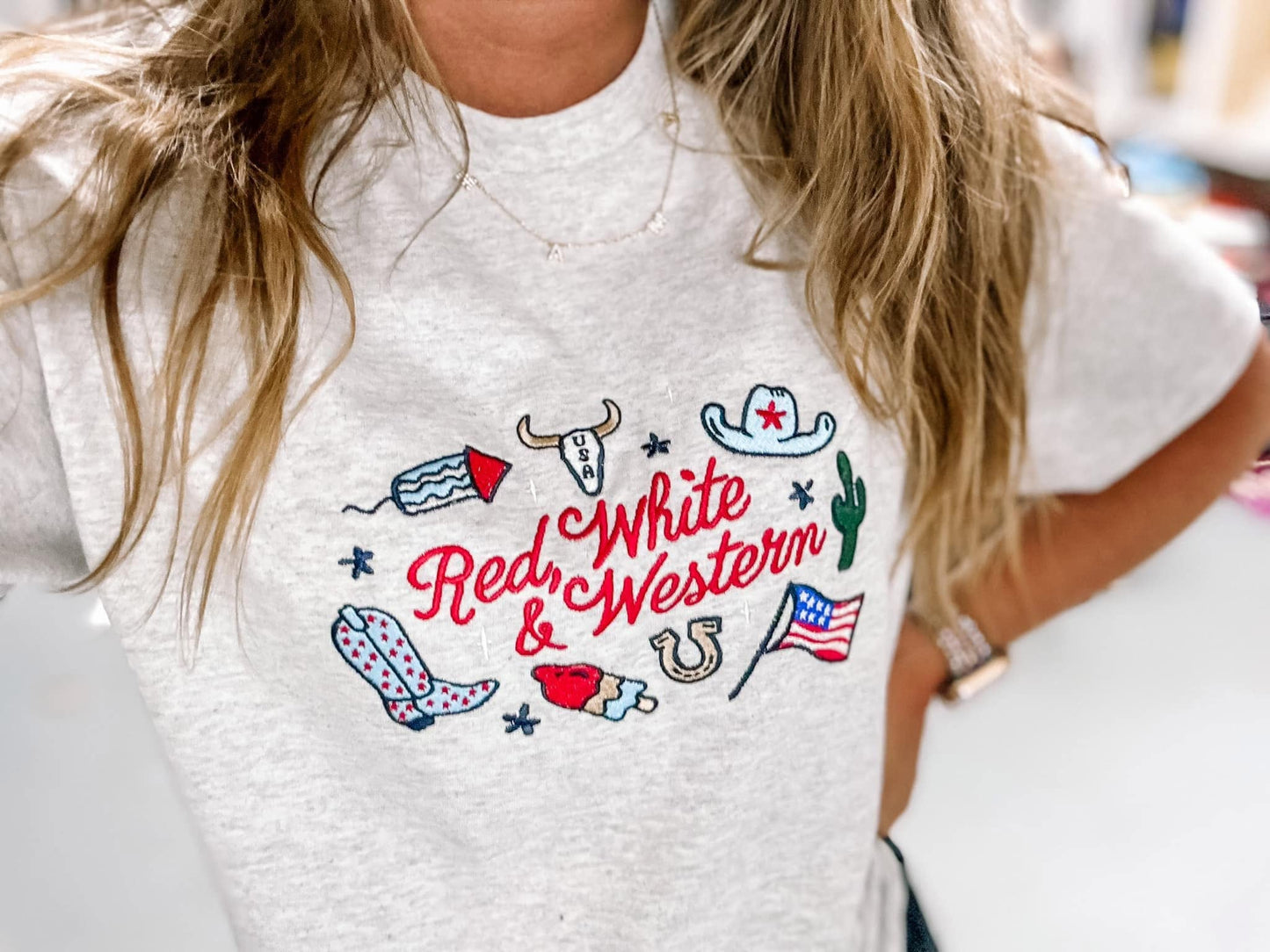 Embroidered Red White & Western