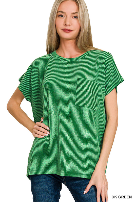 Waffle Pocket Boxy Tee
