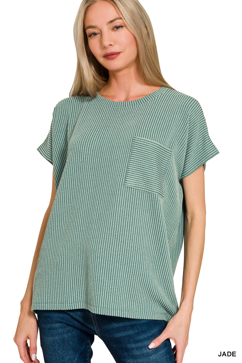 Waffle Pocket Boxy Tee