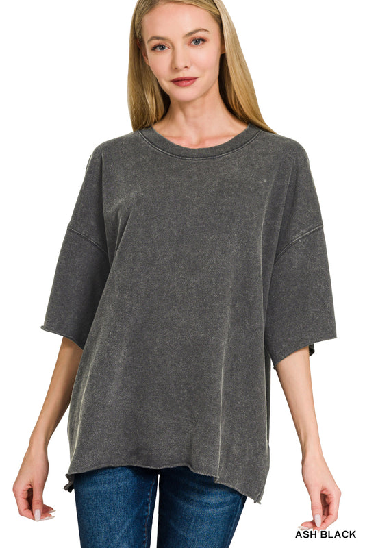 Washed Ease French Terry Drop Shoulder Tee