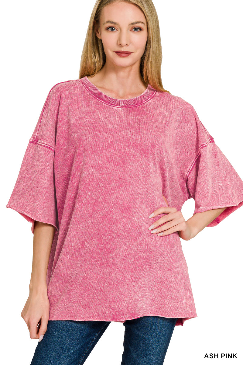 Washed Ease French Terry Drop Shoulder Tee