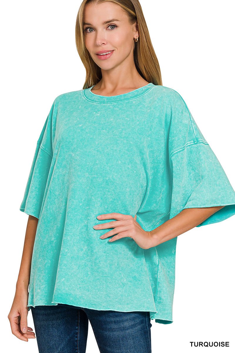Washed Ease French Terry Drop Shoulder Tee