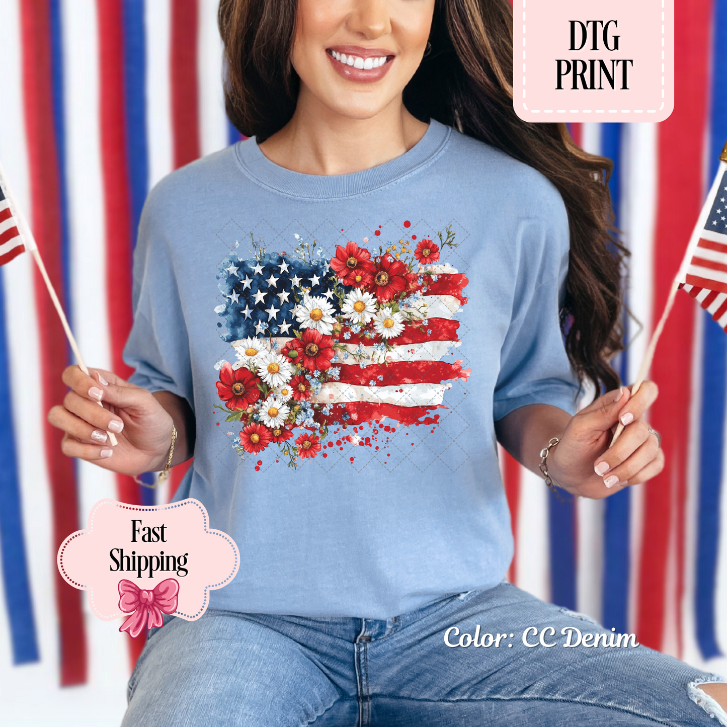Floral American Flag