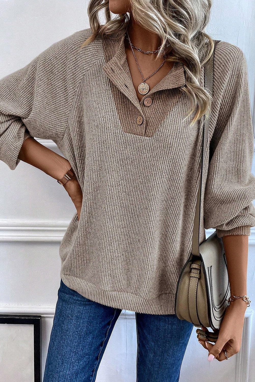 Hannah Oatmeal Ribbed Sweater