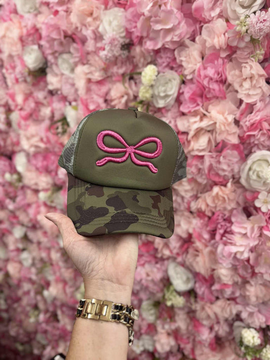 Camo & Coquette Bow Trucker Hat