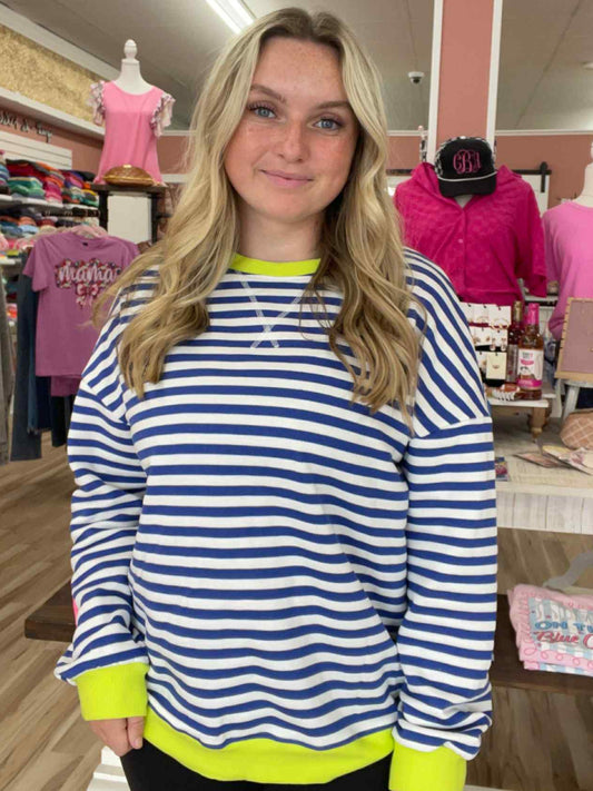Coastal Stripes Drop Shoulder Sweatshirt