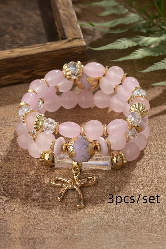 Pink Beaded Bracelet Set