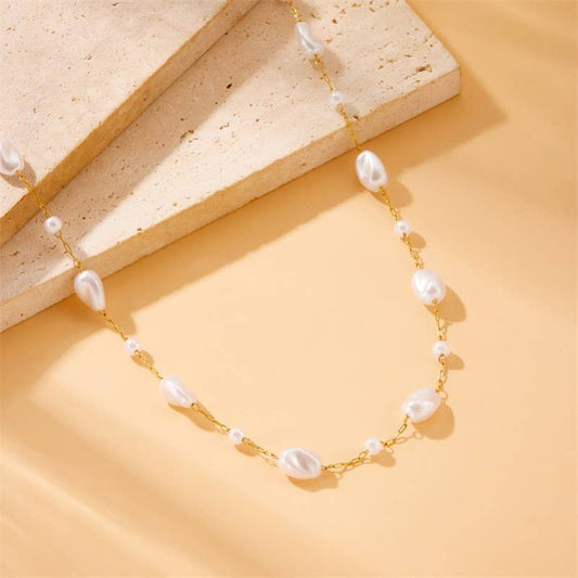 18K STAINLESS STEEL TARNISH FREE PEARL NECKLACE