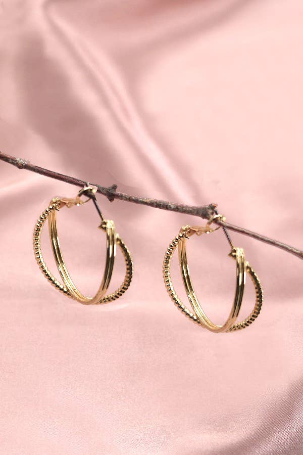 INTERTWINED HALF SPHERE HOOP EARRINGS
