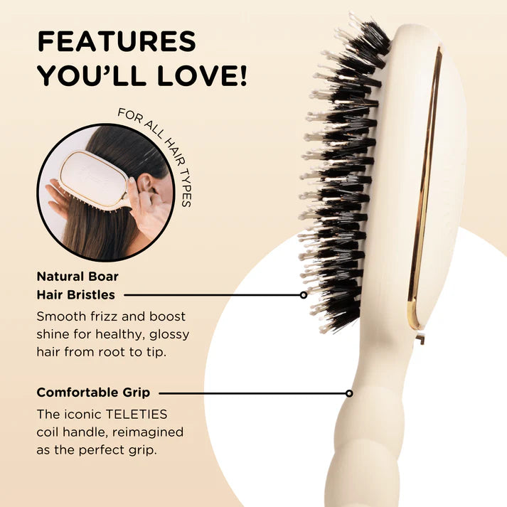 Boar Bristle Hair Brush - Teleties