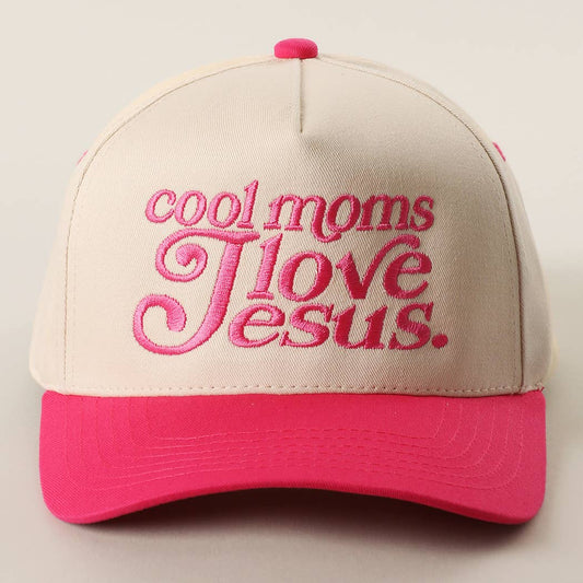 COOL MOMS LOVE JESUS Embroidery Two-Tone Trucker Hat