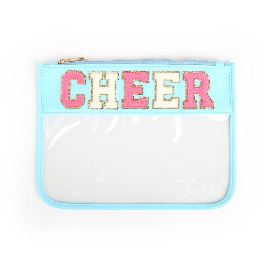 Clear Zippered Varsity Patch Pouch