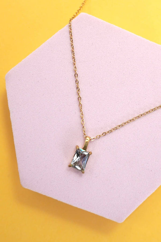 CRYSTAL CLEAR 18K | STAINLESS STEEL TARNISH FREE GLASS NECKLACE