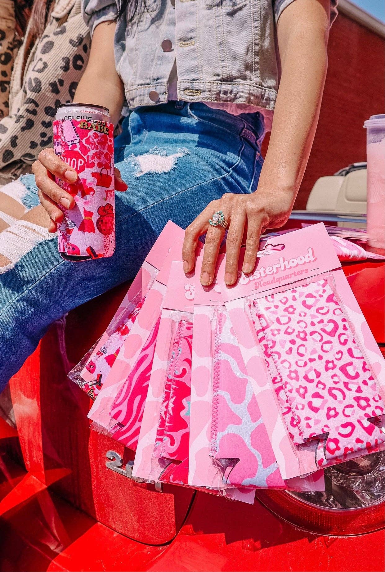 Sassy Leopard Sips Koozie Set