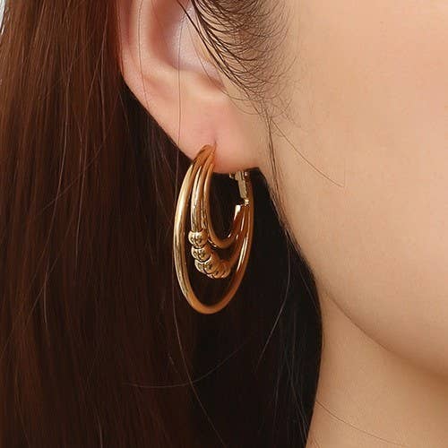 18K STAINLESS STEEL WATERPROOF TARNISH FREE HOOPS