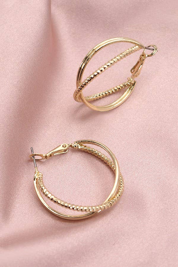 INTERTWINED HALF SPHERE HOOP EARRINGS