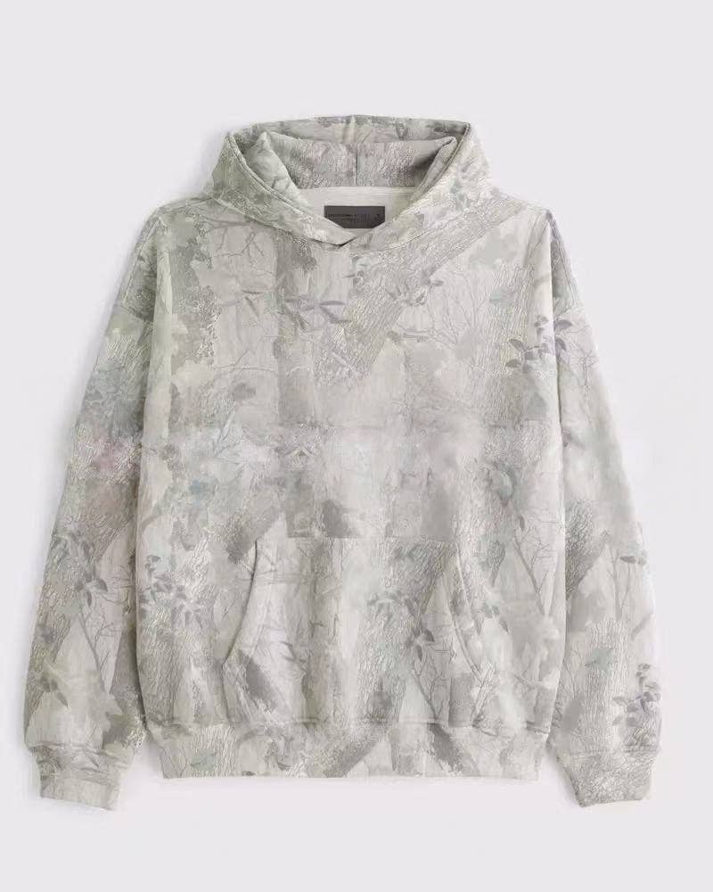 Trendy Viral Forest Camo Print Oversized Hoodie
