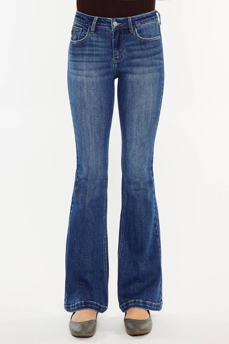 The Main Street Mid Rise Flare Jeans - Kancan Jean