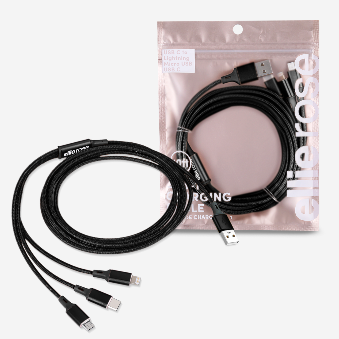 3-in-1 Stay Charged Cable 10 Ft