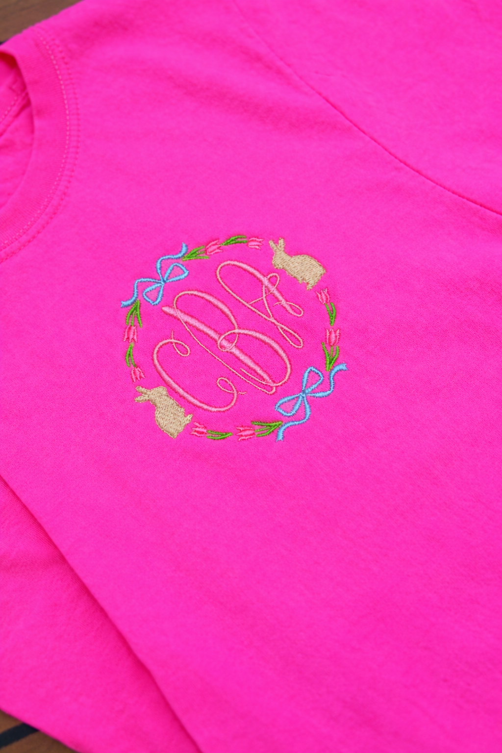 Custom Easter Bow Monogram Embroidery | CC Tee, Long Sleeve or Sweatshirt