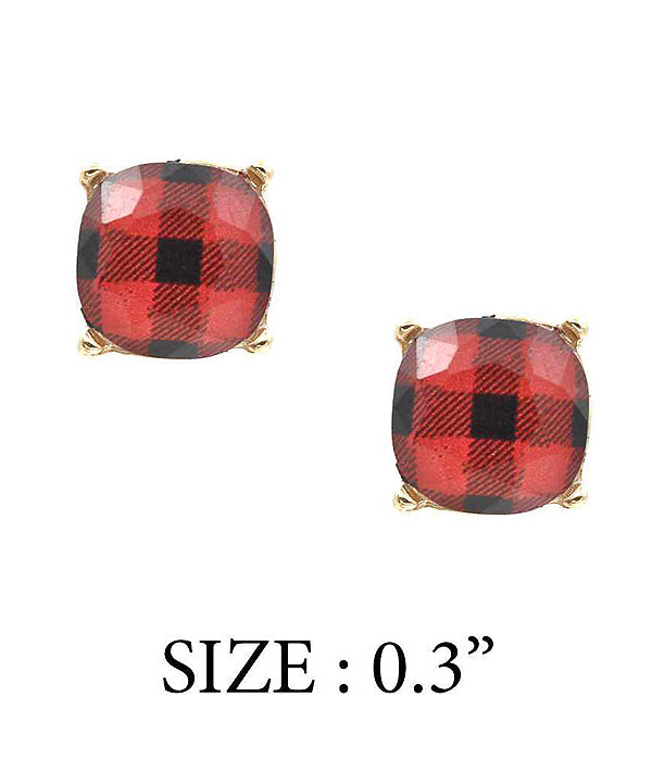 Red and Black Checkered Studs