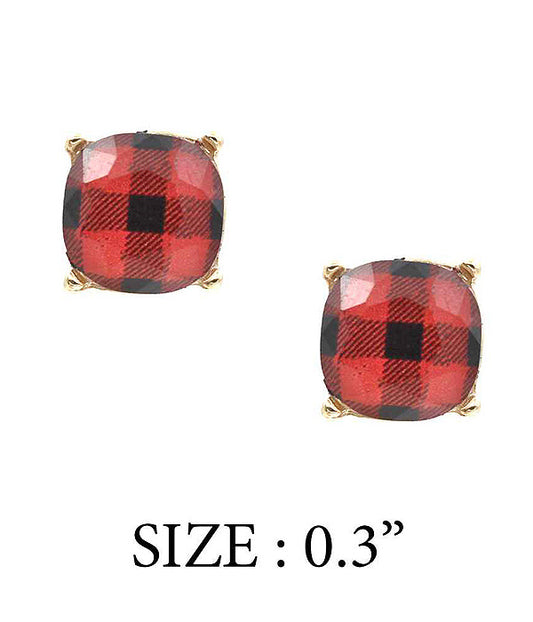 Red and Black Checkered Studs