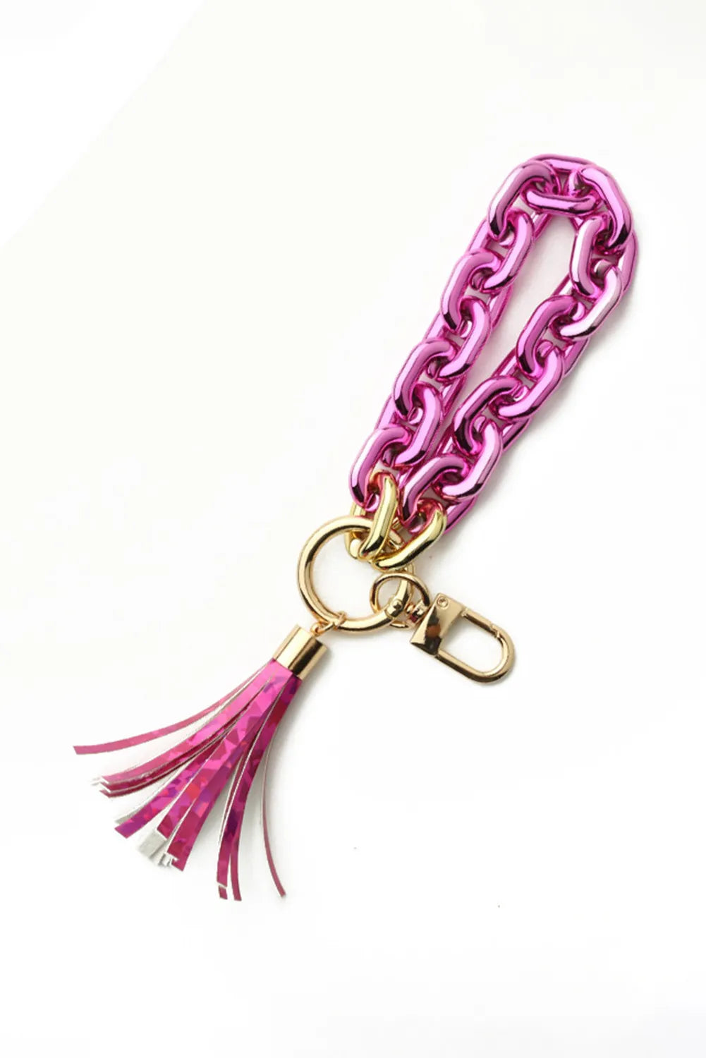 Fuchsia Chain Design Tassel Key Ring