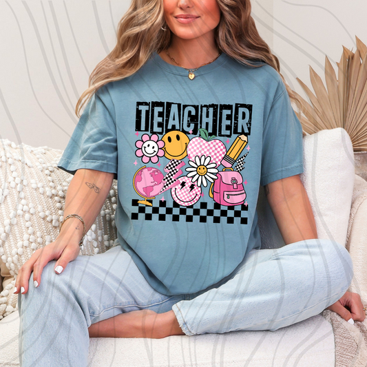 Teacher Pink Checkered