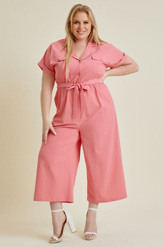 All For You Coral Jumpsuit
