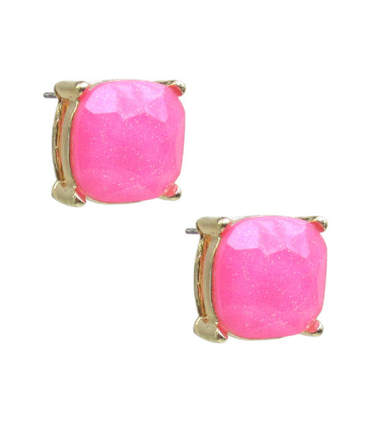 Hot Pink Glitter Stud Earring